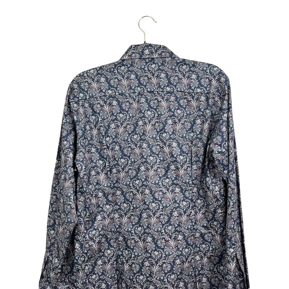 ETON Mens Floral Paisley Dress Shirt Slim Fit Button Up Long Sleeves Navy Sz 38* - Picture 6 of 6